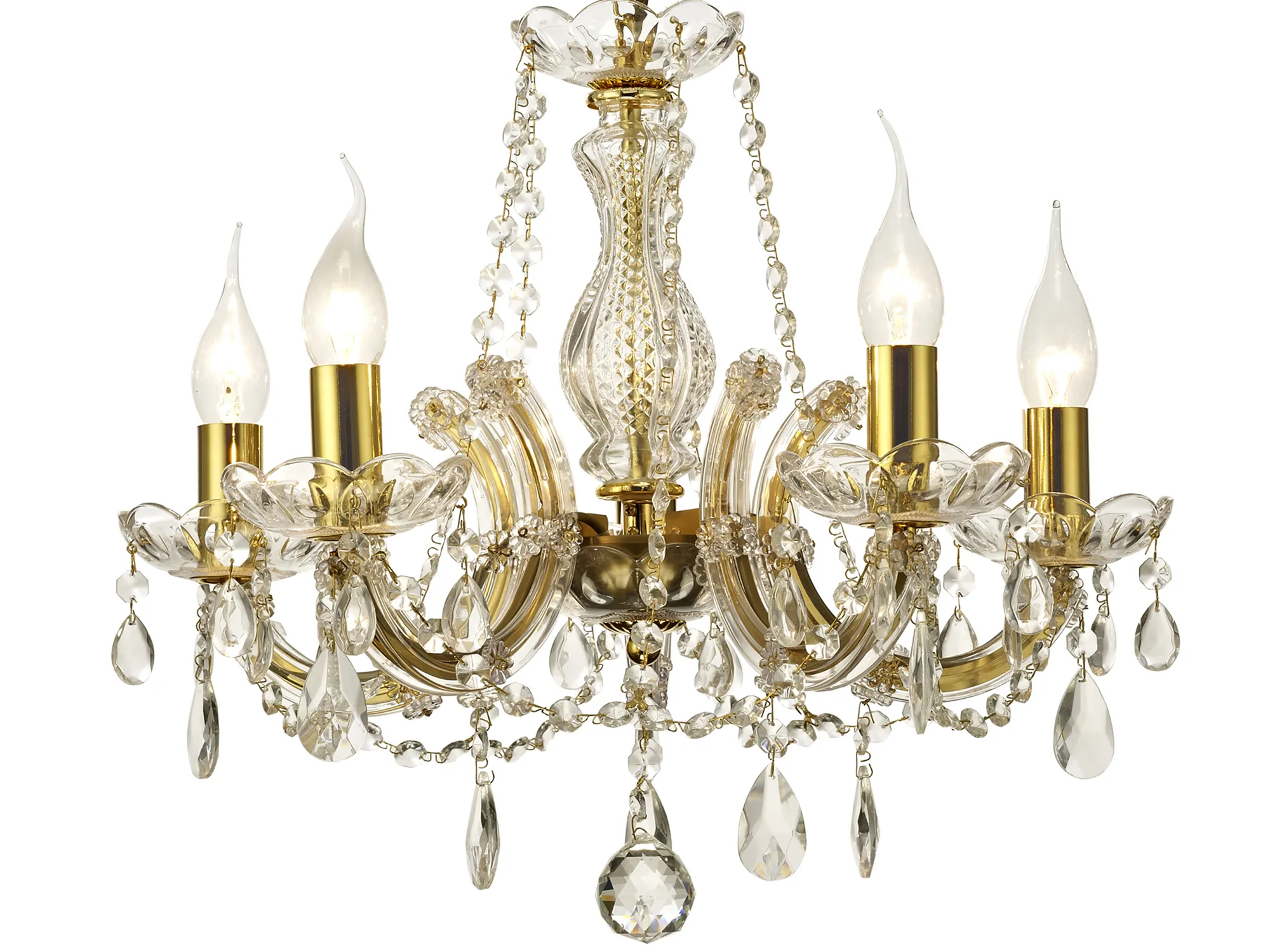 Gabrielle Glass Chandelier 5 Light (Glass Sconce) Polished Brass D0021  Deco Gabrielle